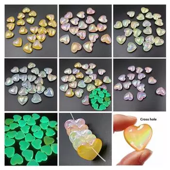 Luminous 5pcs Handmade Materials Jewelry Accessories Peach Heart DIY Bracelet Aurora Dazzle Necklace Fashion Loose Beads Jelly Color Accessories фиолетовый