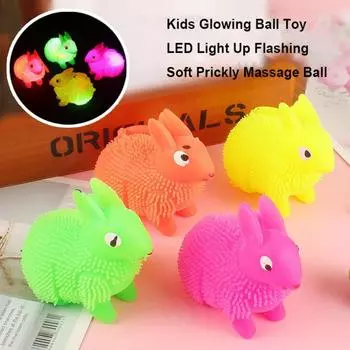 Luminous Flashing Soft Prickly Massage Ball LED Light Up Squeaky Kid Prank Toy Kids Glowing Ball 4