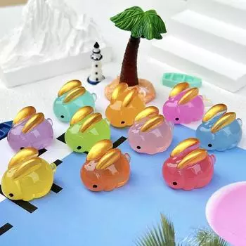 Luminous Golden-Eared Rabbit Micro Landscape Figure Ornament Outdoor Glowing Miniature Statue Potted Mini Garden Accessories