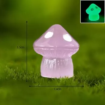 Luminous Mini Mushroom Resin Craft Ornament Micro Landscape Decoration Desk Light Pink