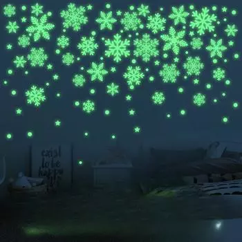 Luminous Snowflake Wall Sticker Glow In The Dark Wall Decal Christmas Stickers Kids Baby Room Bedroom Home Decoration