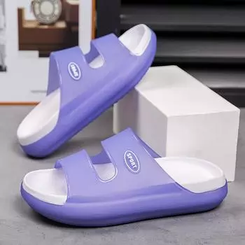 Luminous thick-bottomed one-word slippers for women s wear, non-slip and wear-resistant soft-bottomed slippers, outdoor sports beach sandals 36 бежевый