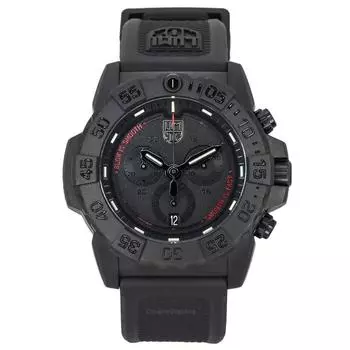 Luminox Хронограф Navy SEAL с каучуковым ремешком и черным циферблатом, швейцарские кварцевые часы для дайвинга XS.3581.SIS 200M, мужские часы чёрный