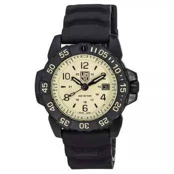 Luminox Navy SEAL Foundation Каучуковый ремешок Бежевый циферблат Швейцарские кварцевые военные дайверы XS.3251.CBNSF.SET 200M Мужские часы с ремешком бежевый