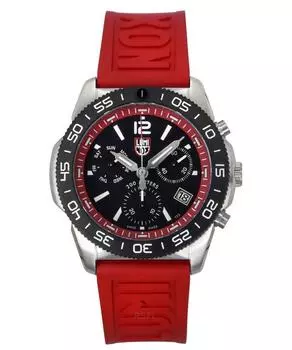 Luminox Pacific Diver Chronograph с каучуковым ремешком и черным циферблатом, кварцевые часы XS.3155 200M для мужчин чёрный