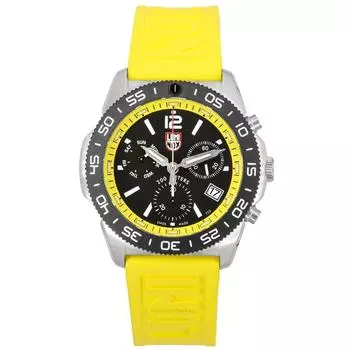 Luminox Pacific Diver Chronograph Желтый каучуковый ремешок с черным циферблатом Швейцарские кварцевые часы для дайвинга XS.3145 200M Мужские часы