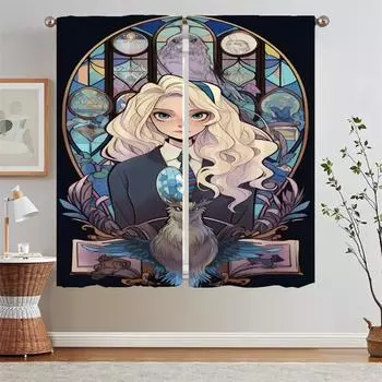 Luna Animation Розовые шторы для гостиной Тканевые подхваты для штор Тюль для кухни Шторы 2 шт. Оконные щупальца Жалюзи W50xH70cmx2pcs-CL