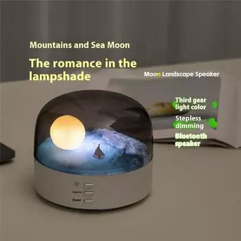 Луна Bluetooth аудио ночник украшения многоуровневый градиентный свет защита глаз регулируемый спальня атмосфера свет динамик общежития розовый