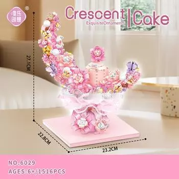 Луна Цветы Под Луной Строительный Блок Цветочный Замок Головоломка Атмосфера Освещение Музыкальная Шкатулка Орнамент Праздничные Подарки Предмет Игрушки