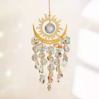 Луна Ловец Солнца Украшение Крытый Открытый Красочный Искусственный Кристалл Радуга Создатель Призма Окно синий