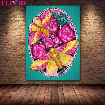 Луна Мотылек и Жук-олень Цветные Насекомые Настенное Искусство Холст Картина Волшебные Крылья Летучей Мыши Плакат и принты Украшения Дома Художественная Живопись Без Рамки 21*30cm