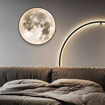 Луна настенный светильник креативное пространство атмосфера ночник лампа скандинавский современный простой свет гостиная фон настенное бра украшение Warm White (2700-3500K)&L 240mm белый
