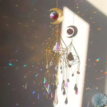 Луна Солнцеловы Призма Подвесной Ловец Снов Украшение Домашней Комнаты Сада Орнамент Колокольчик Ветра crystal