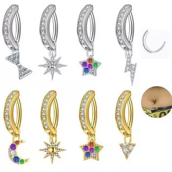 Луна Восемь Манг Звезда Молния Пентафизия Подвеска Инкрустация Алмазным Кольцом Пупка