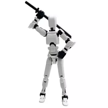 Lunari Robot Figure Action Пластиковая модель 3D-модель Кукла Все тело с оружием Сборка Поза Рисунок Белый Многошарнирный (белый)