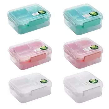Lunch Box Portable Microwave Lunch Containers Sealed Salad Box Picnic Food Storage For Adult/Kid/Toddler 4 Compartment Container
