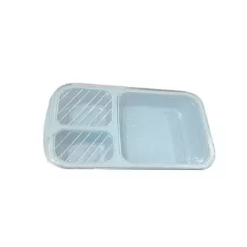 Lunch Box Reusable 3-Compartment Plastic Divided Food Storage Container Boxes One Size синий