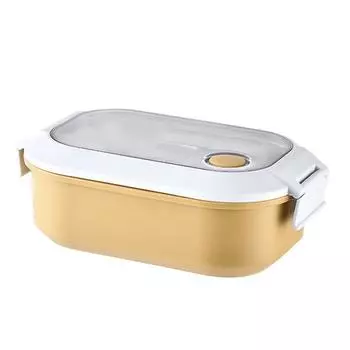 Lunch Box Stainless Steel Insulation Leakproof Cute Design Portable Bento Box for School Office жёлтый