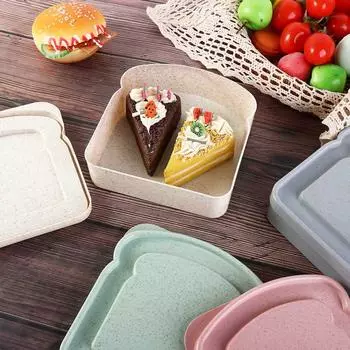 Lunch Box With Lid Easy Clean Toast Shape Keep Freshing Dessert Container Toast Box Bread Container Sandwich Storage Case розовый