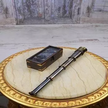 Люнет в элегантной подарочной упаковке - Латунный телескоп - Винтажные морские аксессуары - Подарок моряку или любителю морского дела - Декор для офиса