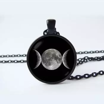 Лунная Богиня Шея Цепочка Ожерелье Кулон Стеклянный Кабошон Ожерелье Женское Ожерелье Ювелирные Изделия