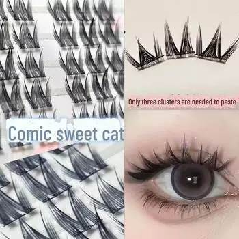 Лунная Девушка Комиксы Кошка Эльф Ресницы: Черный стебель Pure Desire, натуральный одиночный гроздь, сегментированный в стиле Барби