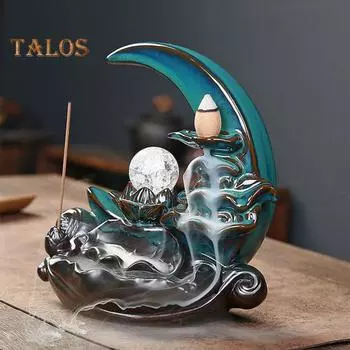 Лунная курильница, керамическая курильница с водопадом, хорошо продуманный держатель для благовоний, украшение для ароматерапии, дом зелёный