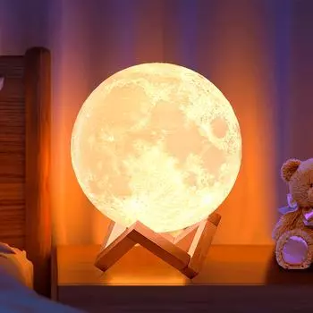 Лунная лампа 128 цветов лунный ночник светодиодный 3D печатный лунный светильник 5.9 дюймов настольная лампа с подставкой и пультом дистанционного управления USB разъем Remote control 16 colors