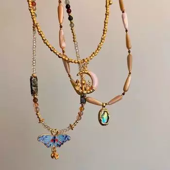 Лунная звезда цирконовые бусины кулон ожерелье простые женские очаровательные красочные бусины ручной работы в богемном стиле колье кулон ожерелья s день рождения ювелирные изделия подарки