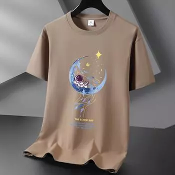 Лунный астронавт, 10 цветов, футболка из чистого хлопка с короткими рукавами, мужская свободная футболка с круглым вырезом, большой размер S-6XL S