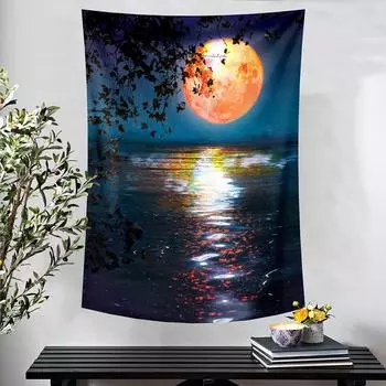 Лунный гобелен Бохо Гобелен Настенная ткань Мандала Декор Эстетический настенный режим 100x75cm