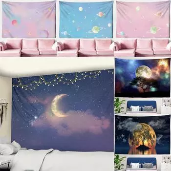 Лунный гобелен настенный хиппи украшение дома гобелен звезда каваи комната гостиная Настенный декор фоновая ткань 100x75cm