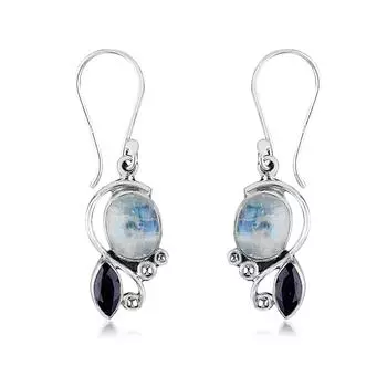 Лунный камень аметист драгоценный камень цельный стерлингового серебра 925 пробы женские дизайнерские серьги ручной работы, серьги в стиле бохо, подарок для нее