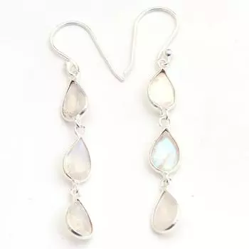 Лунный камень, цитрин, гранат, серьга с иолитом, украшения ручной работы, серьга с подвеской 2.2 белый