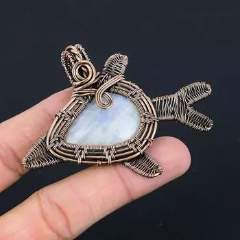 Лунный камень, драгоценный камень, кулон ручной работы из чистой медной проволоки, обернутый рыбой, ювелирные изделия 2.36 Inches белый