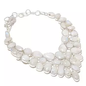 Лунный камень драгоценный камень ручной работы из стерлингового серебра 925 пробы ювелирное ожерелье 18 дюймов b9Q11