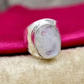 Лунный камень Драгоценный камень Стерлинговое серебро 925 пробы Ручной работы Дизайнерское Кольцо-талисман Ювелирное изделие 6