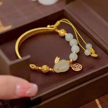 Лунный Кролик Подвеска Ниша Дизайн Китайский Стиль Браслет Ручной Веревки Женский Браслет Модные Украшения A