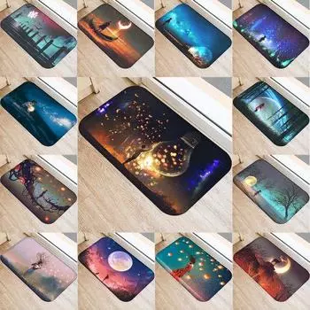 Лунный ночной пейзаж Гостиная Коврик для прихожей Входной ковер Нескользящий дверной ковер