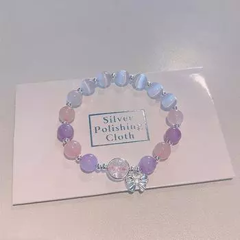 Лунный свет бант бисерный браслет легкий роскошный эластичный браслет для девочек женские ювелирные изделия аксессуары подарки 1Pcs