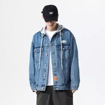Luo Fanshi Весенняя японская свободная повседневная куртка Ретро стираная джинсовая куртка Универсальная M синий