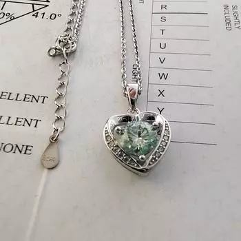 Luomansi 1CT 6,5 мм синий желтый розовый муассанит сердце ожерелье пройдено испытание на бриллианты S925 серебряные украшения свадьба годовщина свадьбы 45cm