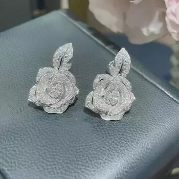 Luoxi Temple 2023 Камелия Серебряные серьги 925 пробы Light Luxury 925 Silver