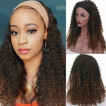 LUPU Длинные афро-кудрявые вьющиеся парики с повязкой на голову для женщин Синтетический парик-шарф для черных африканских омбер-коричневых блондинок Высокотемпературное волокно