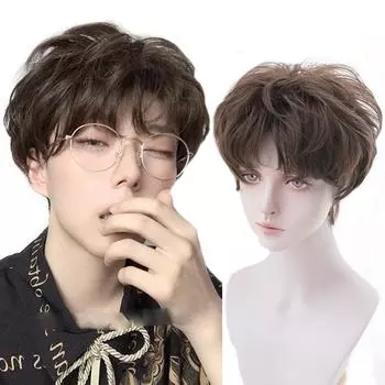 LUPU Мужской комплект париков Фадж Коричневый пушистый парик для вечеринок Студенческий парик Парик для повседневного ношения