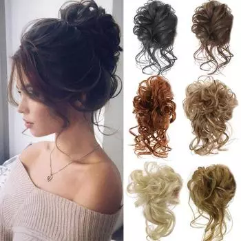 LUPU Небрежный шиньон в виде пончика для волос, булочка, резинка для волос, эластичная веревка для волос, резинка, синтетическая вьющаяся накладная прическа, черный, коричневый, накладные волосы
