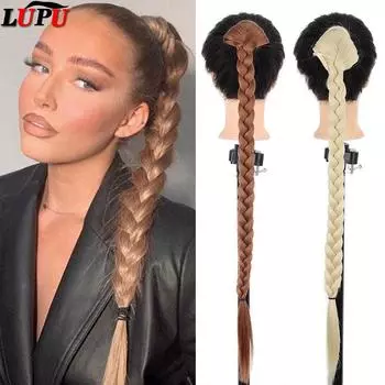 LUPU Синтетические Длинные Плетеные Волосы Для Наращивания Конского Хвоста Термостойкие Волосы Обертывание Вокруг Заколки В Конский Хвост Для Женщин Накладные Волосы 75CM