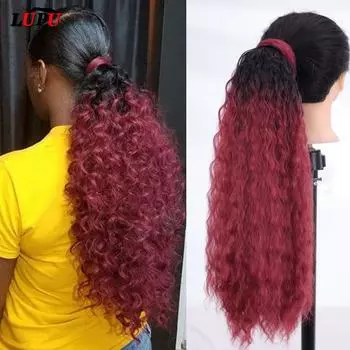 LUPU синтетический супер длинный прямой шнурок для наращивания волос «конский хвост» высокотемпературное волокно на зажиме для наращивания волос «конский хвост» 55CM как