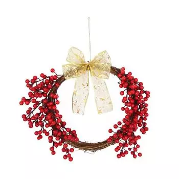 Lush Red Berry Bow Wreath Delightful Holiday Ornament For Seasonal Home Style Decor Bow Red Flower A