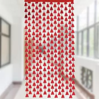 Lush Tree Christmas Tinsel Curtain In Various Colors For Eyecatching Backdrops Party Red 1m